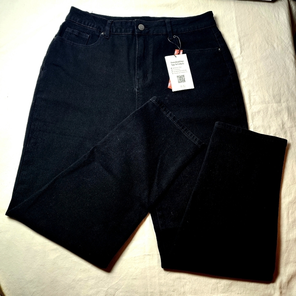 NWT Cider Denim Deep Black Jeans Size XL Straight Leg